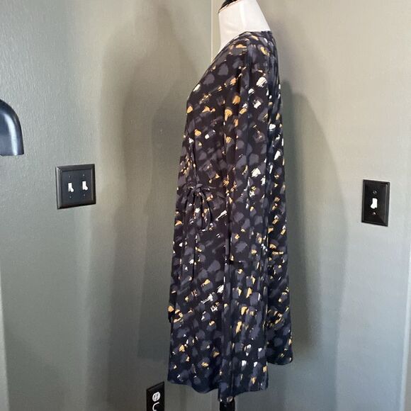 H by Halston Wrap Front Slinky Jersey Dress Brush Stroke Pattern 3/4 Sleeve - Picture 9 of 13